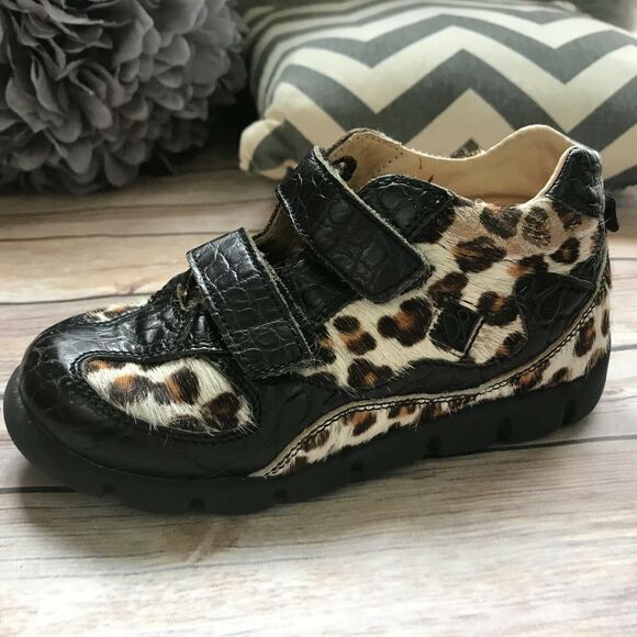 Donald J. Pliner Girls Shoes Size 27 10.5 Leopard Black Furry Ankle Boots Bootie - Picture 7 of 9